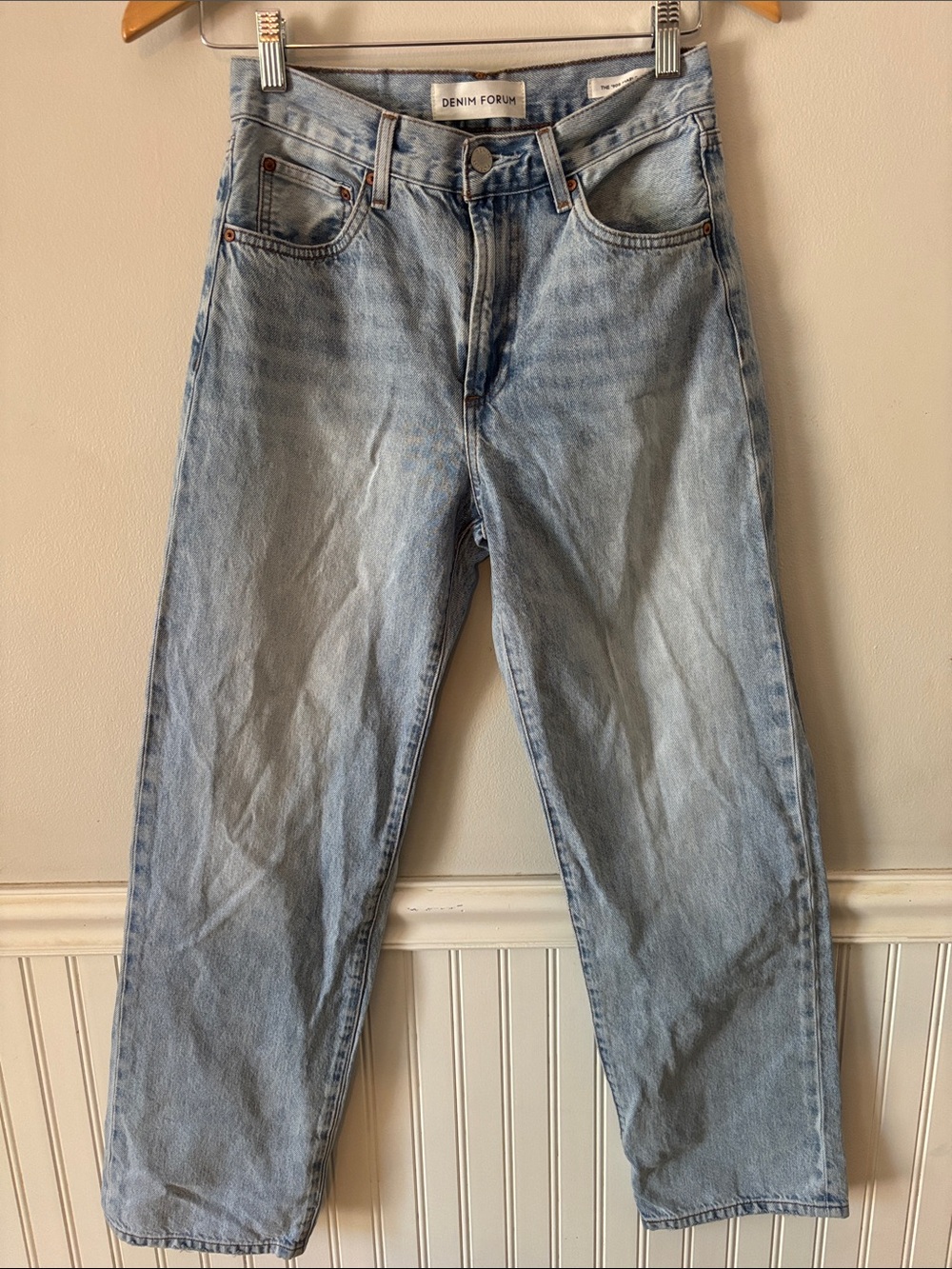 Denim Forum Aritzia 90s Marlo Hi Rise Baggy Light Blue Straight Jeans